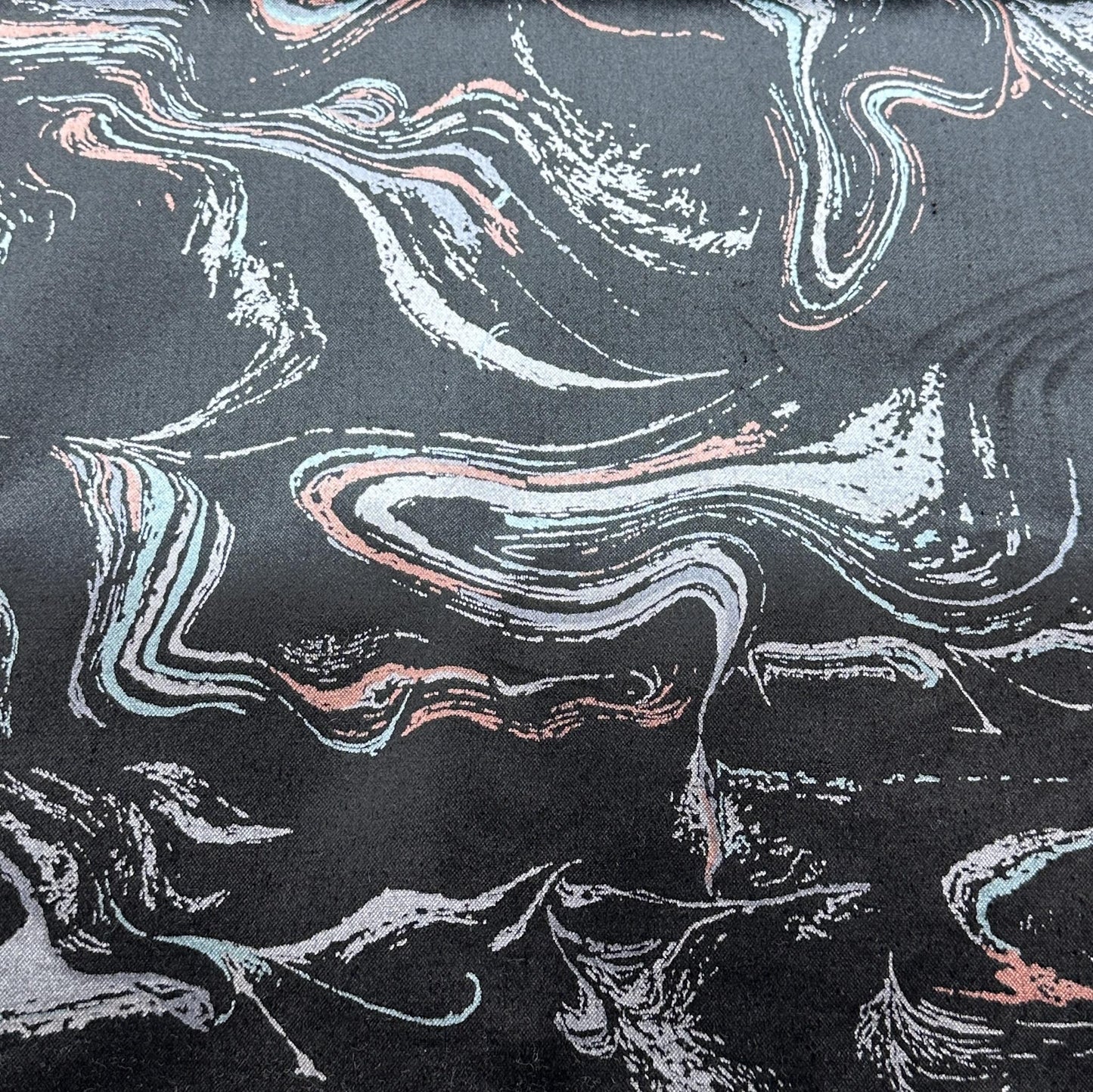 Black upholstery fabric with abstract paint wet spots pattern