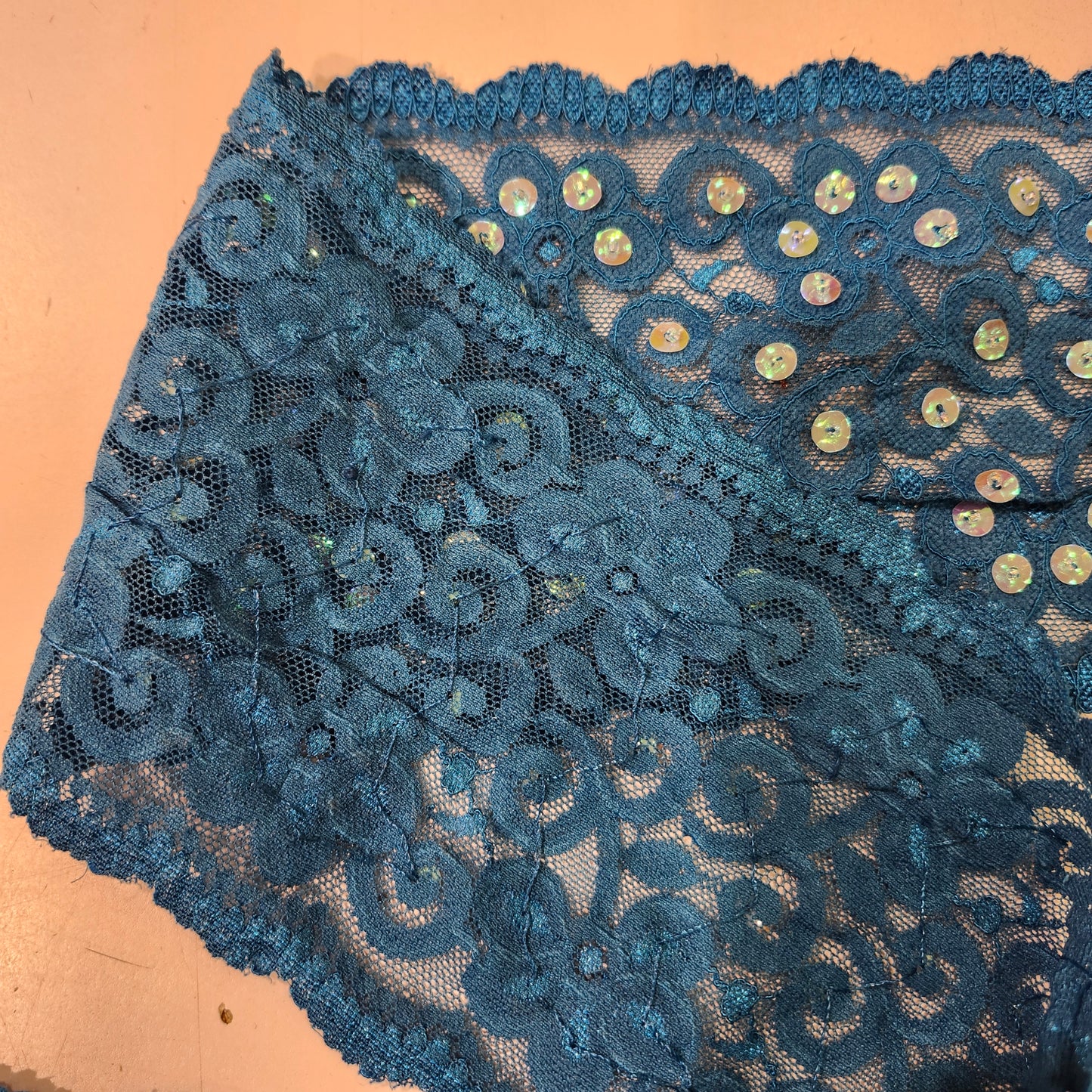 Lace with iridescent sequins