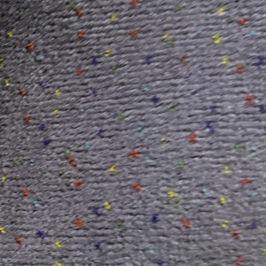 Purple-grey velvet upholstery fabric with small multicolour confetti flecks