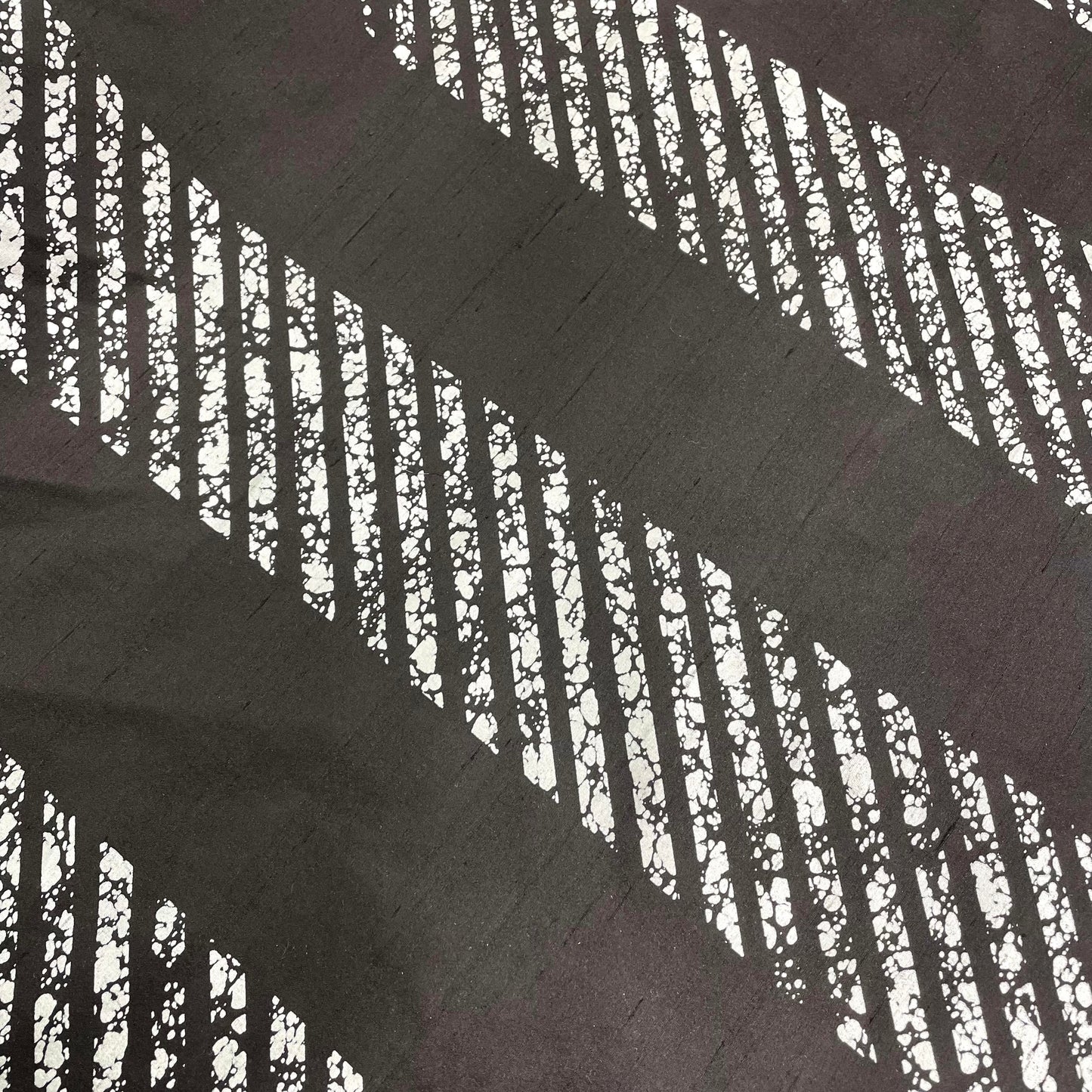 100% silk stripes splotch fabric in black for apparel and home décor
