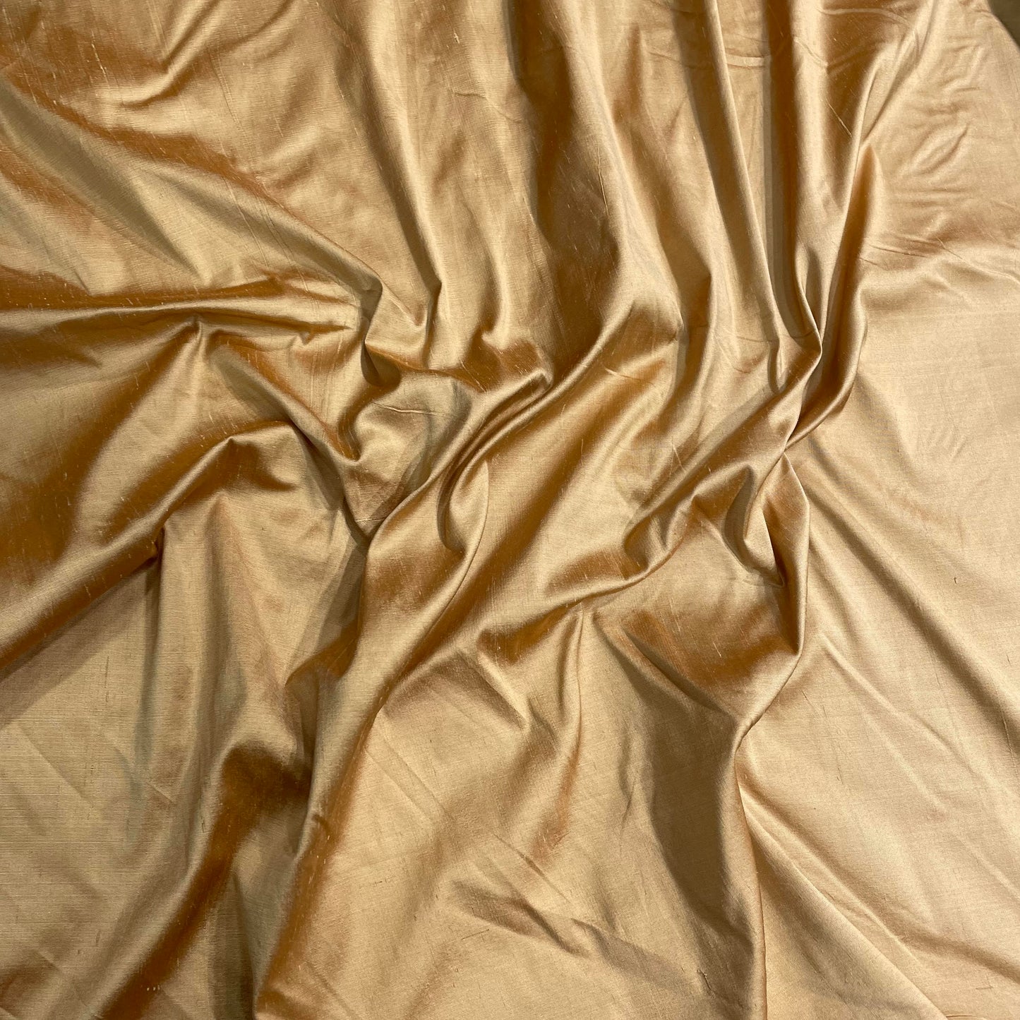 100% silk Dupioni gold yellow fabric with textured surface