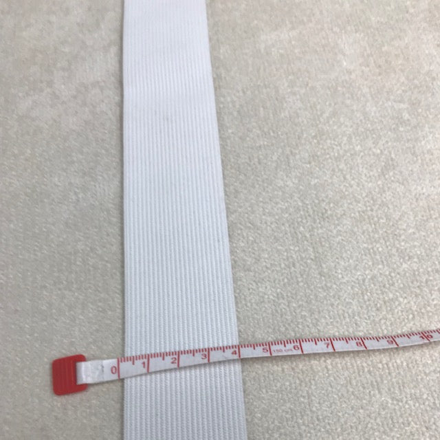 White 4 cm flat elastic trim with a wide stretchy woven appearance