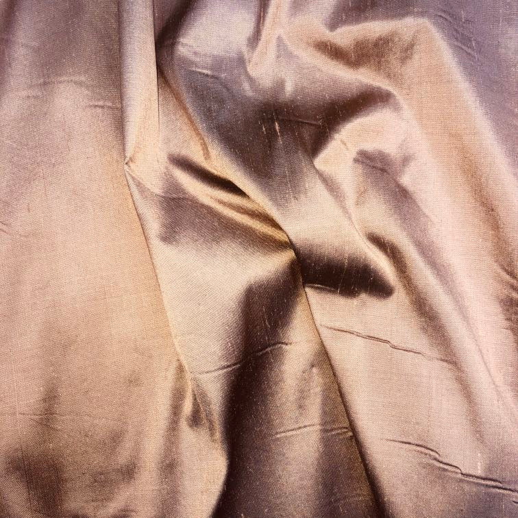 Dupioni silk fabric in copper with crisp textured finish
