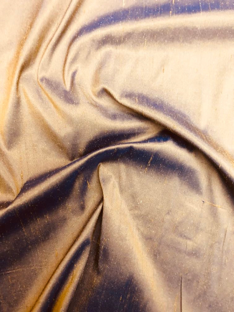 Dupioni silk fabric in Yukon Gold with crisp textured finish