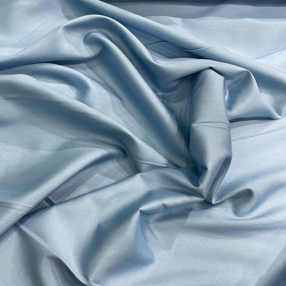 Extra-wide Italian silk fabric in light blue for apparel, curtains and home décor