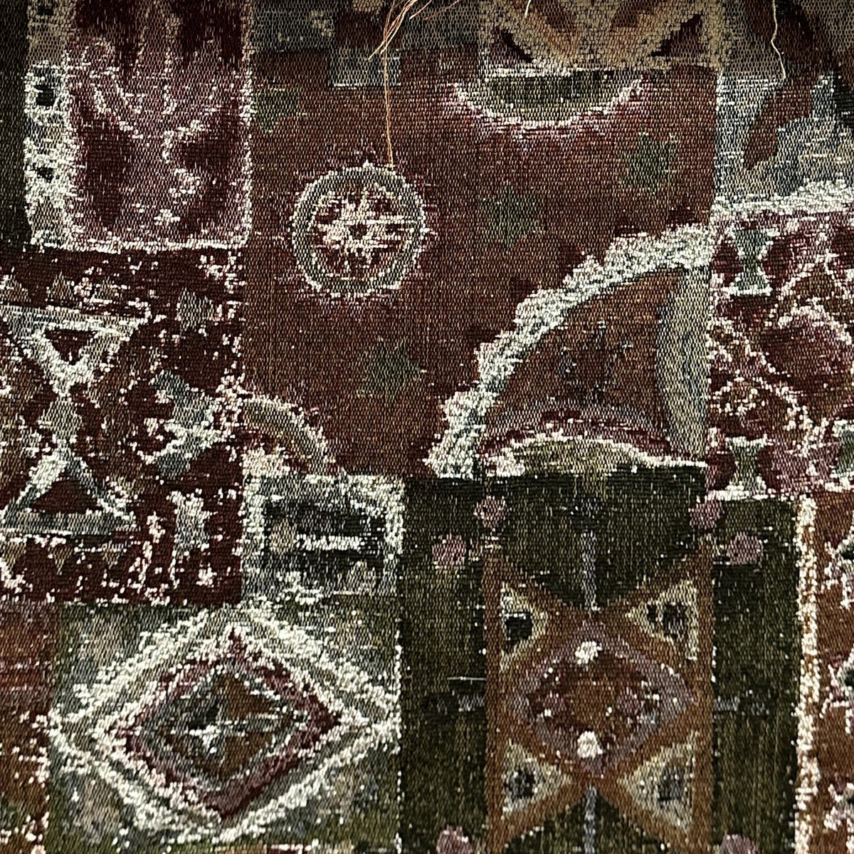 Brown polyester upholstery fabric with Texas nature-inspired pattern