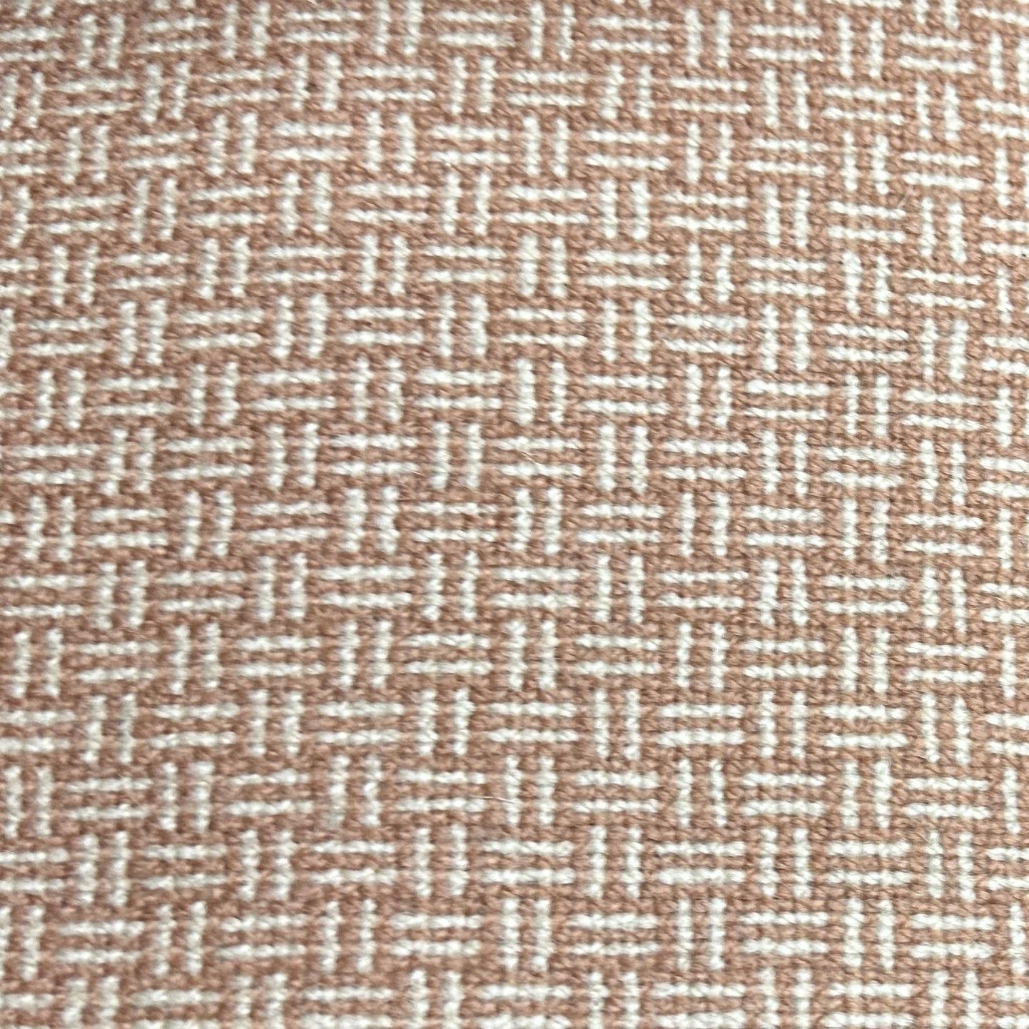 Pink 100% wool fabric with labyrinth pattern for clothing and upholstery