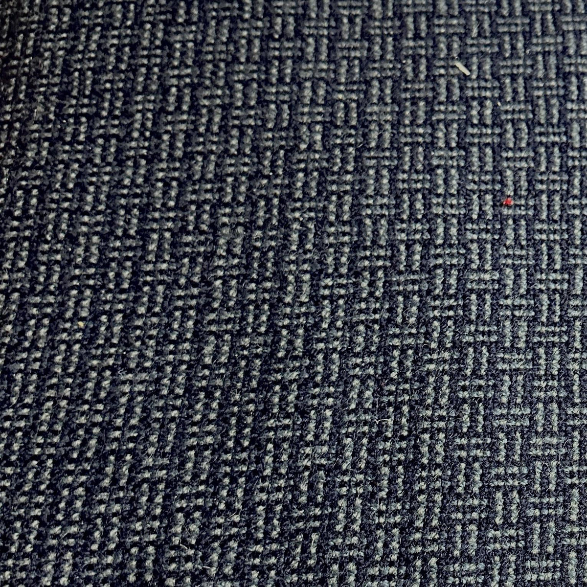 Blue 100% wool fabric with labyrinth pattern for clothing and upholstery