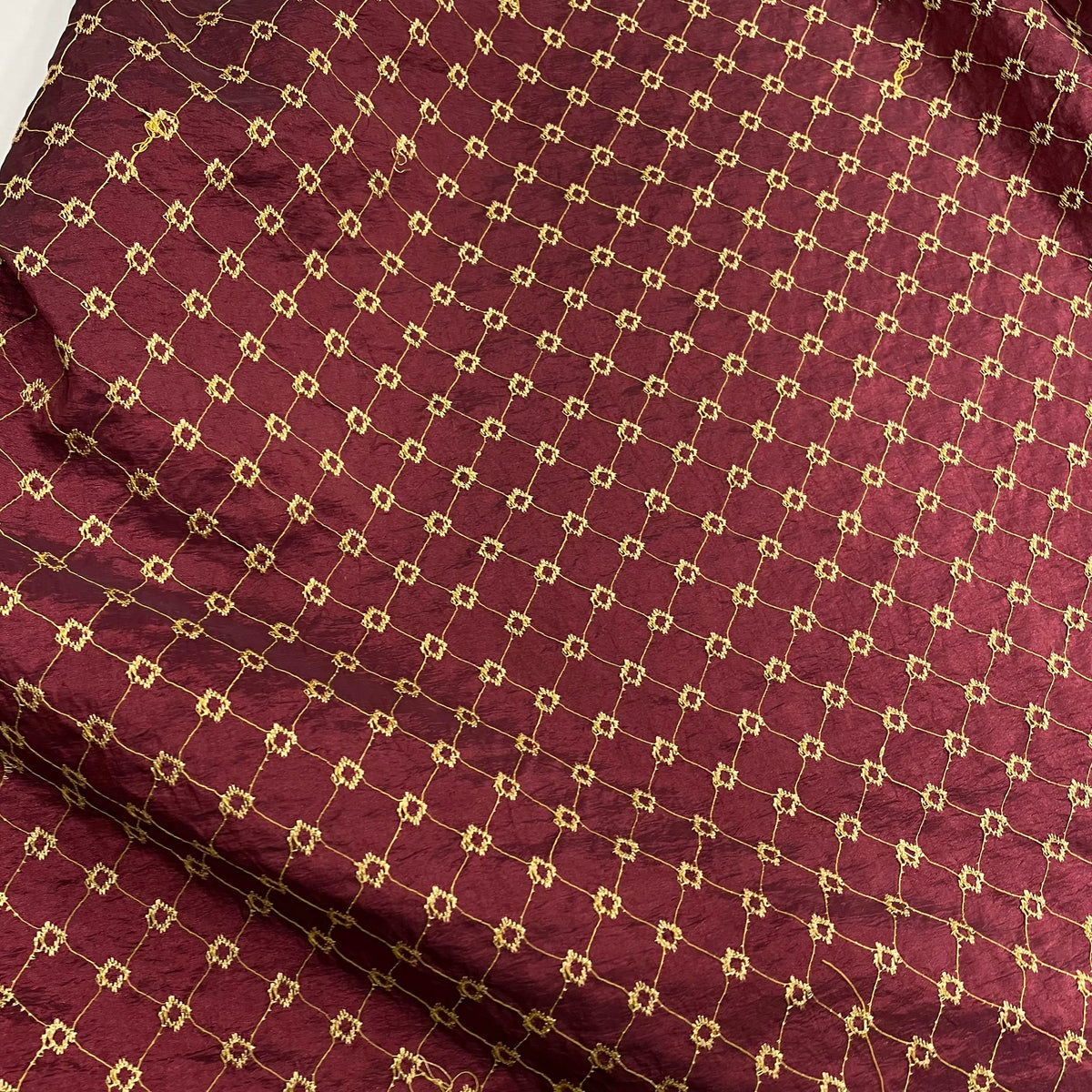 Red Gold Diamond Polyester Taffeta Fabric