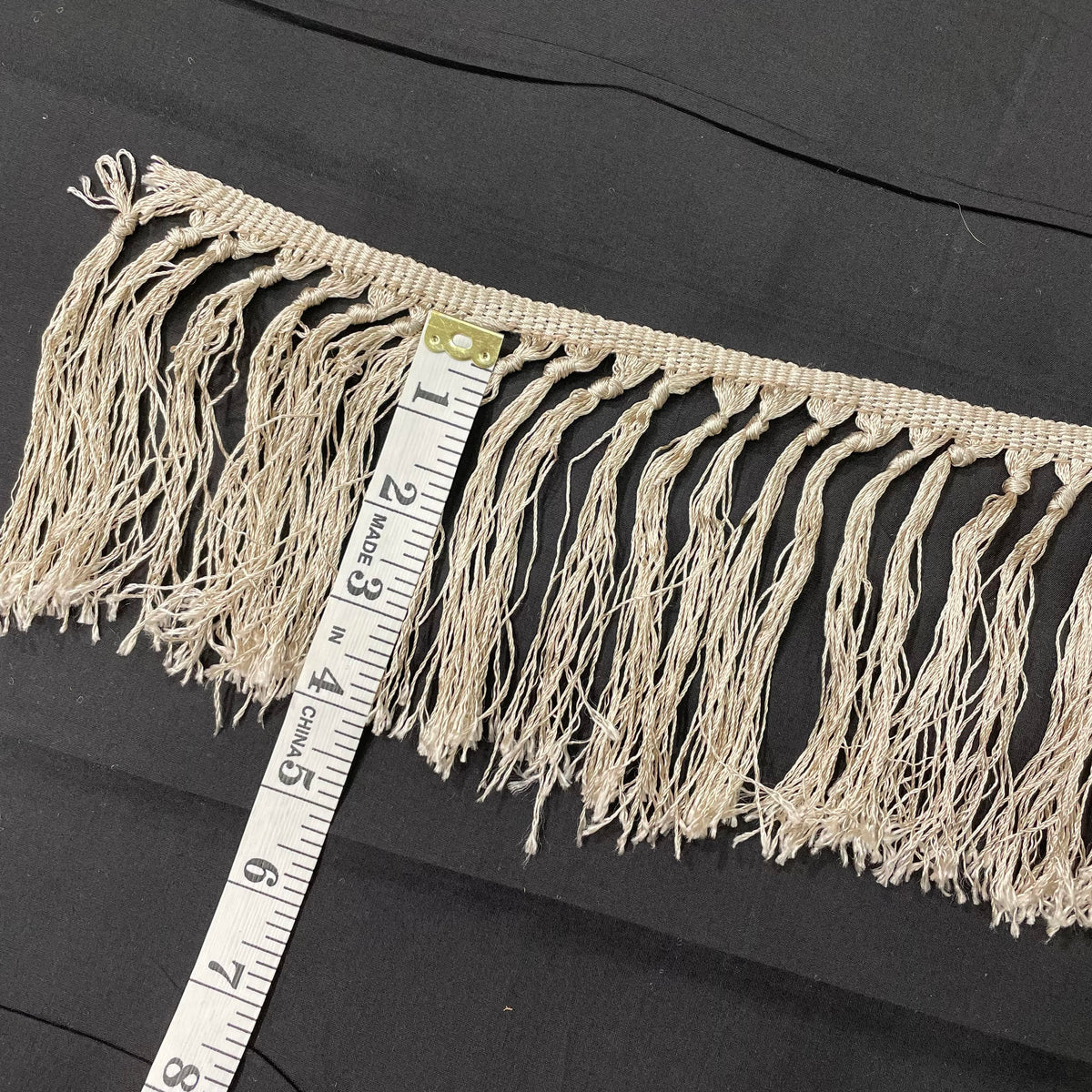 100% silk tassel fringe trim in beige and gold 4 inch for drapery and home décor