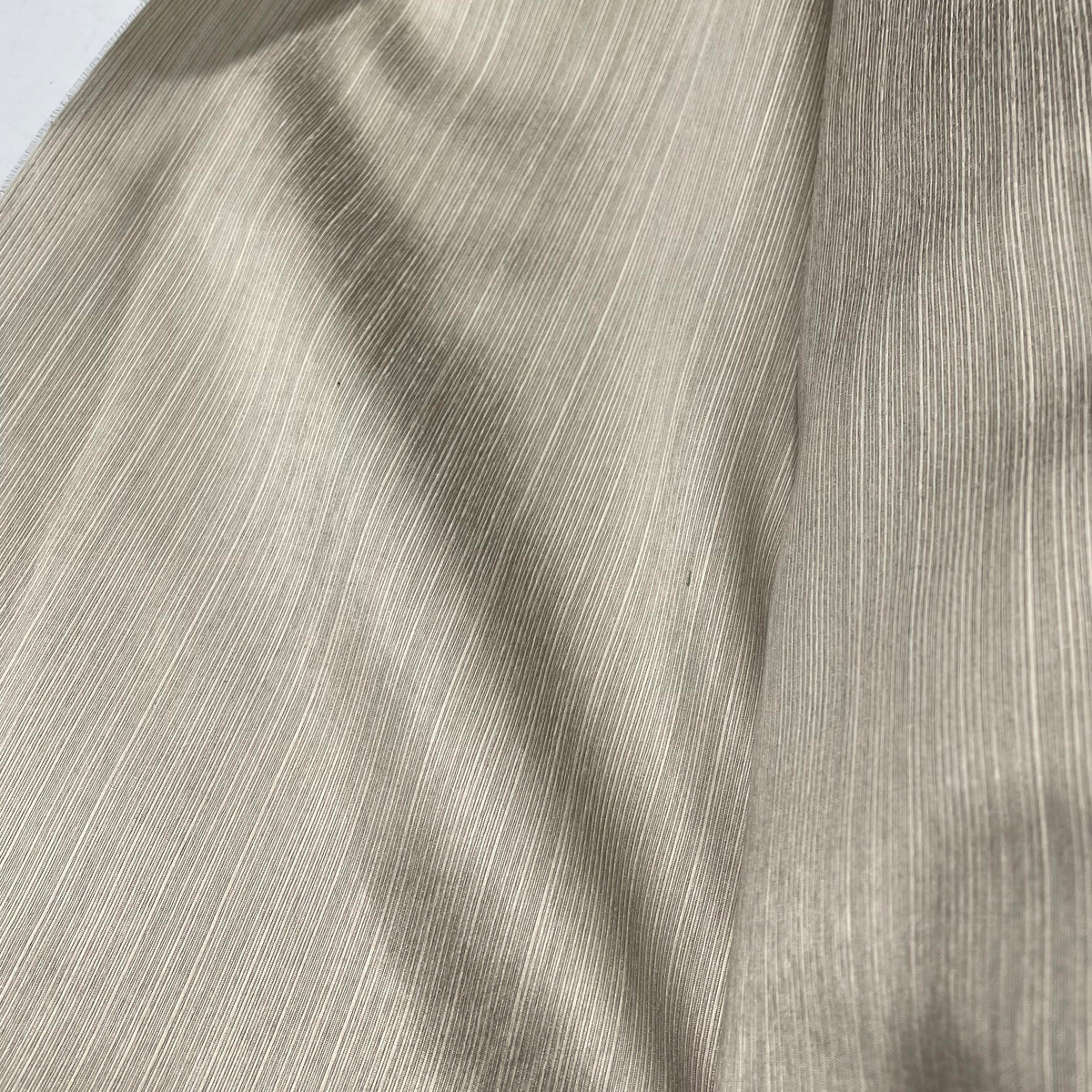 Extra-wide ivory silk lines fabric with textured surface for curtains and apparel