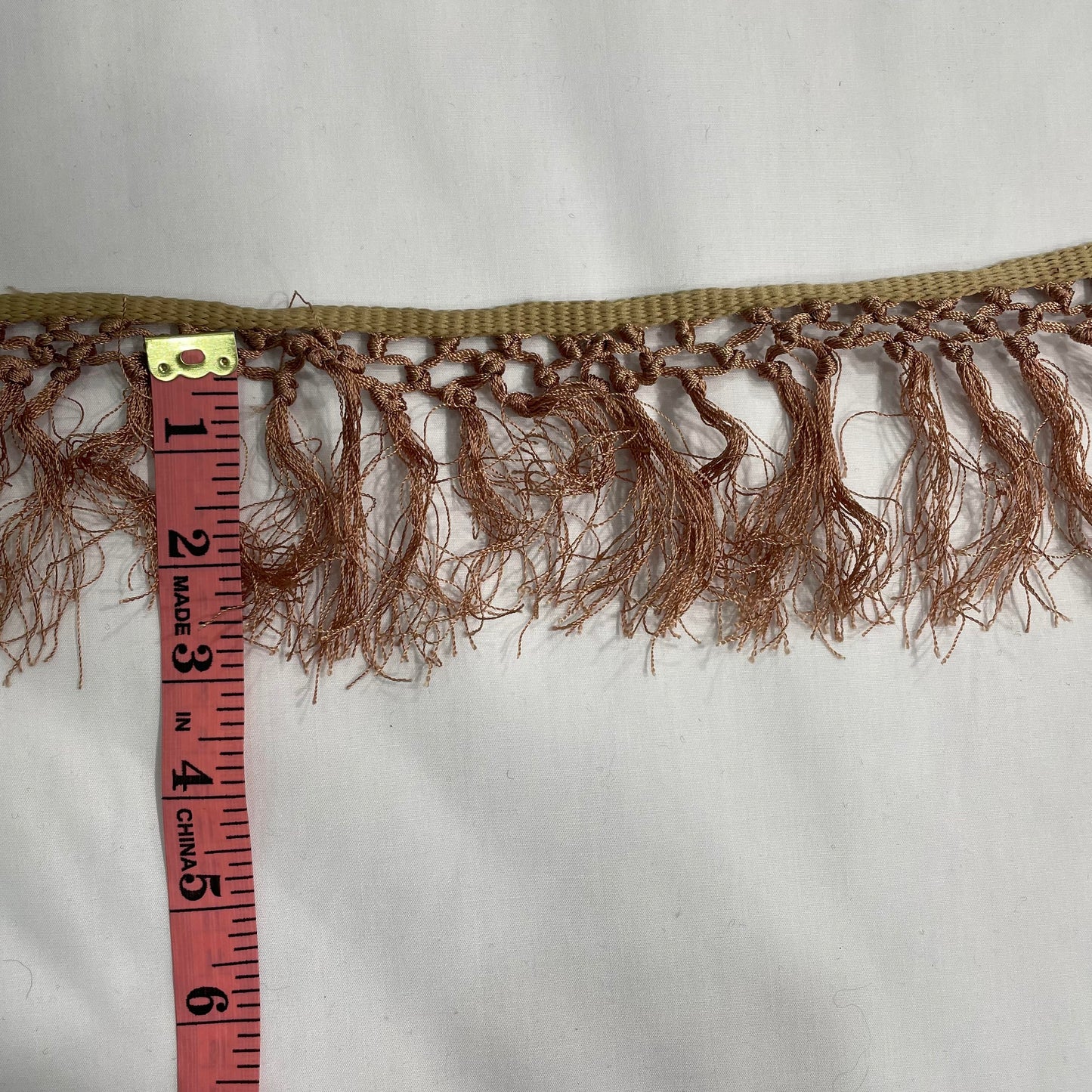 100% silk short tassel fringe trim in rust brown 3 inch for drapery and home décor