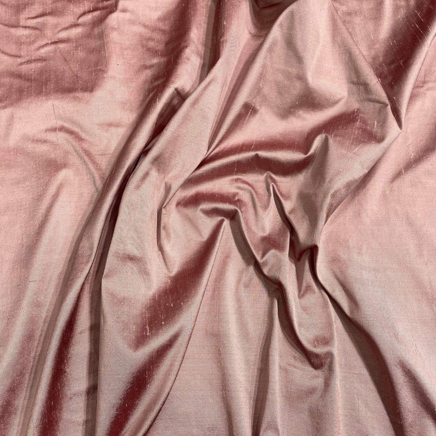 100% silk Dupioni stone rose pink fabric with textured surface