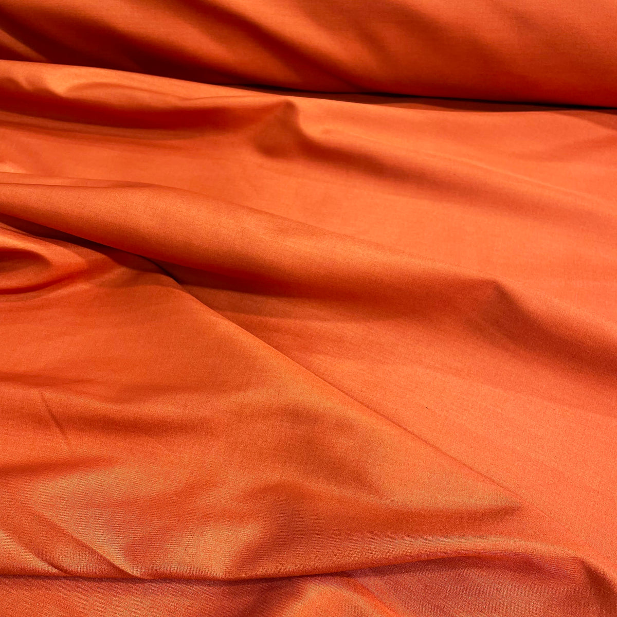 Extra-wide Italian silk fabric in sunset orange for apparel, curtains and home décor