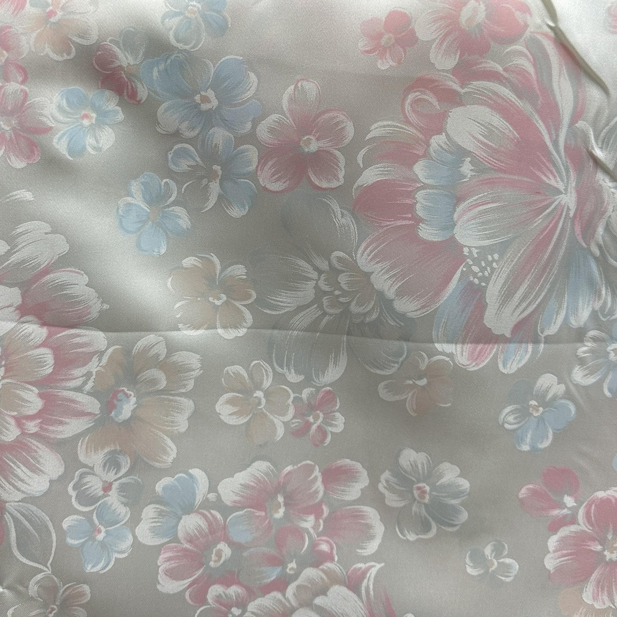 Baby blue and pink floral drapery fabric