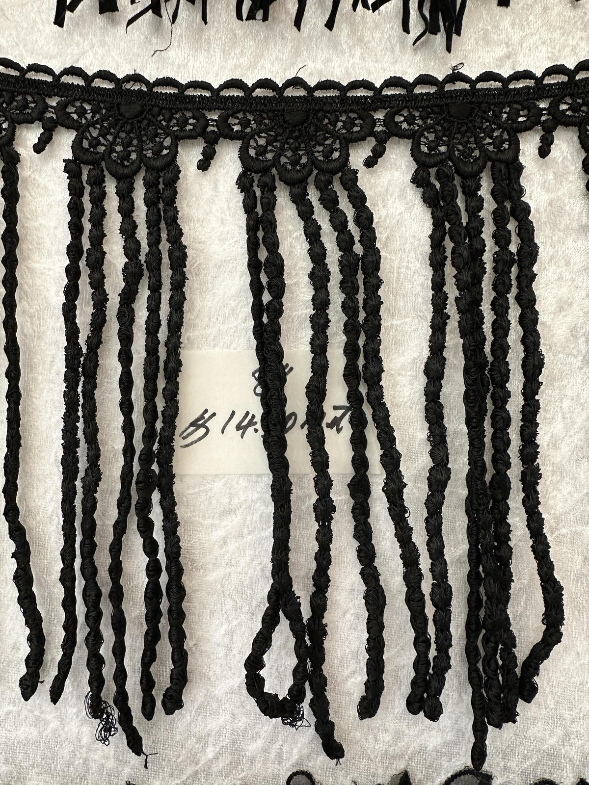Black 8-inch lace trim with decorative openwork detailing