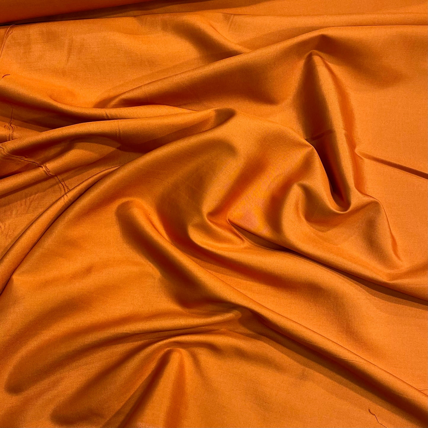 Extra-wide Italian silk fabric in orange for apparel, curtains and home décor