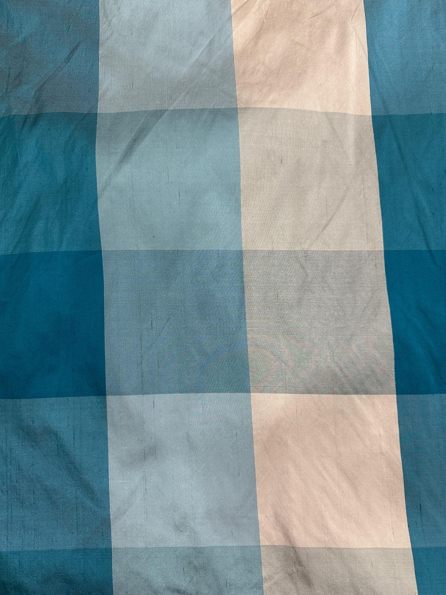 100% silk plaid fabric in blue for apparel and home décor
