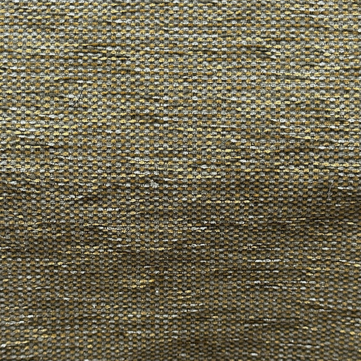 Green and gold checkered upholstery fabric with a tightly woven textured pattern