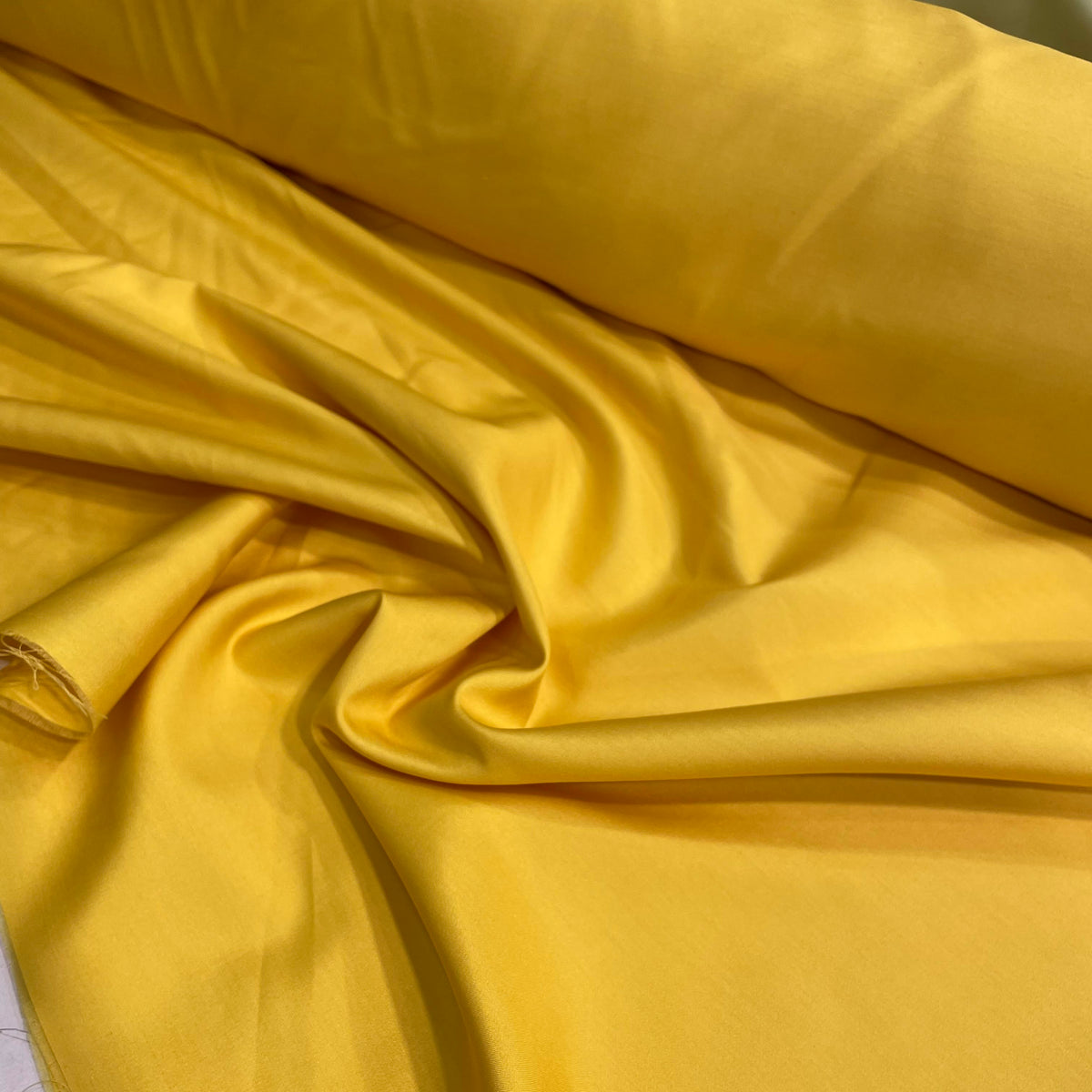 Extra-wide Italian silk fabric in bright yellow for apparel, curtains and home décor