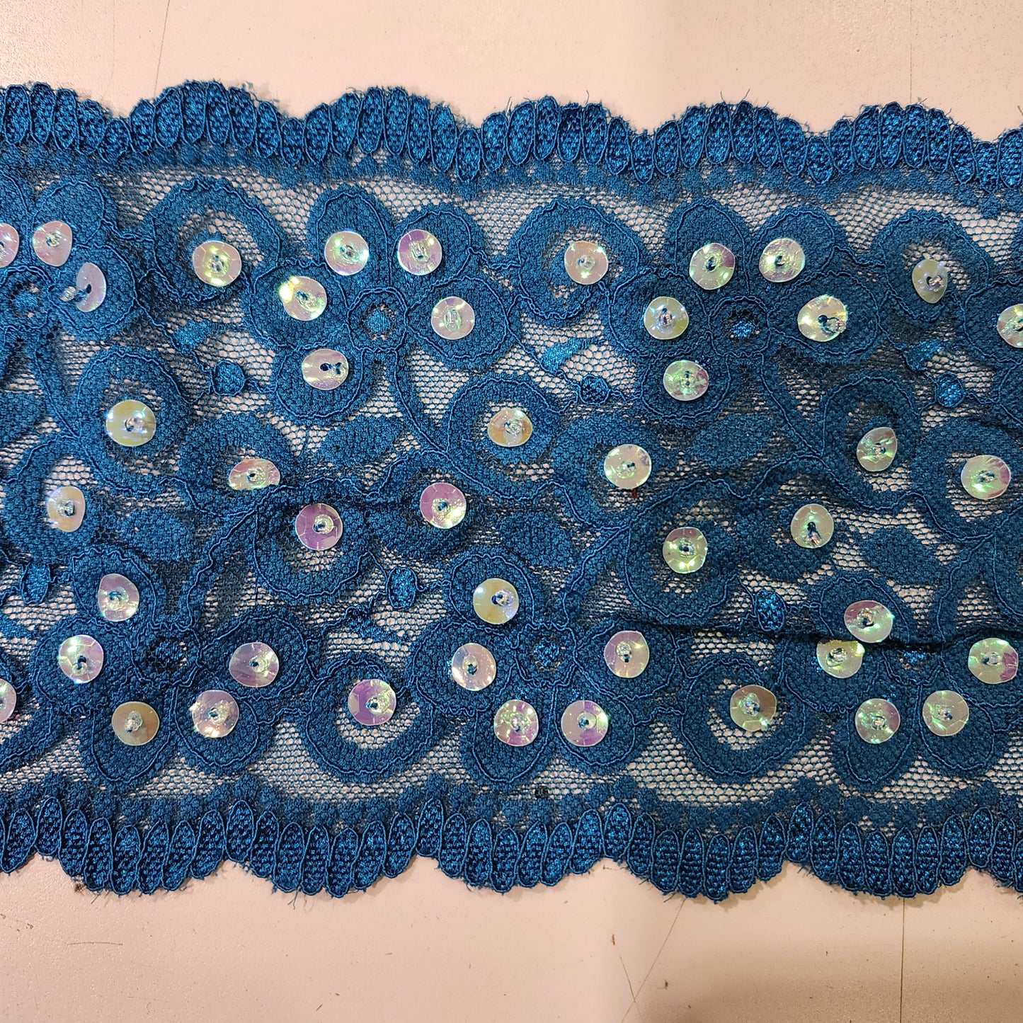 Lace with iridescent sequins
