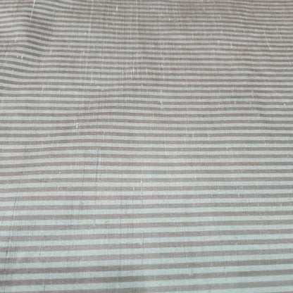 Green and black striped silk fabric with a smooth finish and elegant woven texture