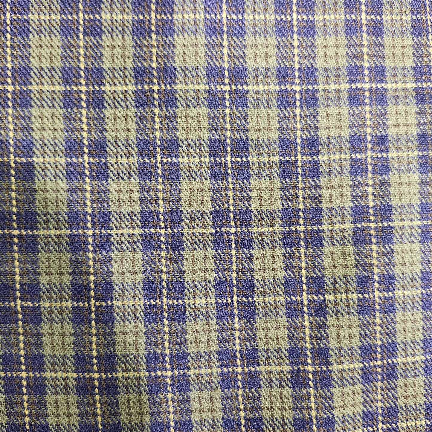 Wool Plaid Blue Brown Fabric