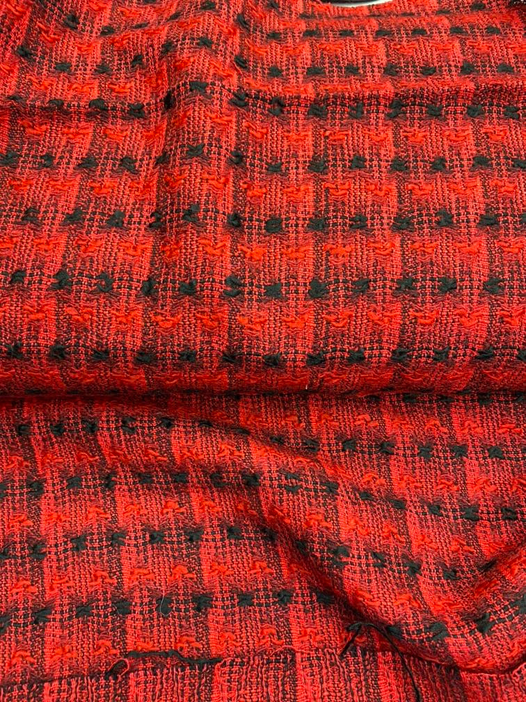 Wool Red Black Fabric
