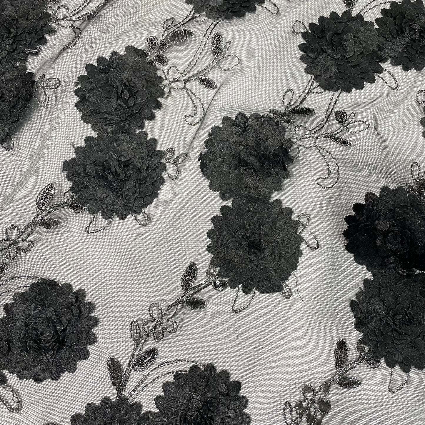 3D Flower on Tulle Mesh