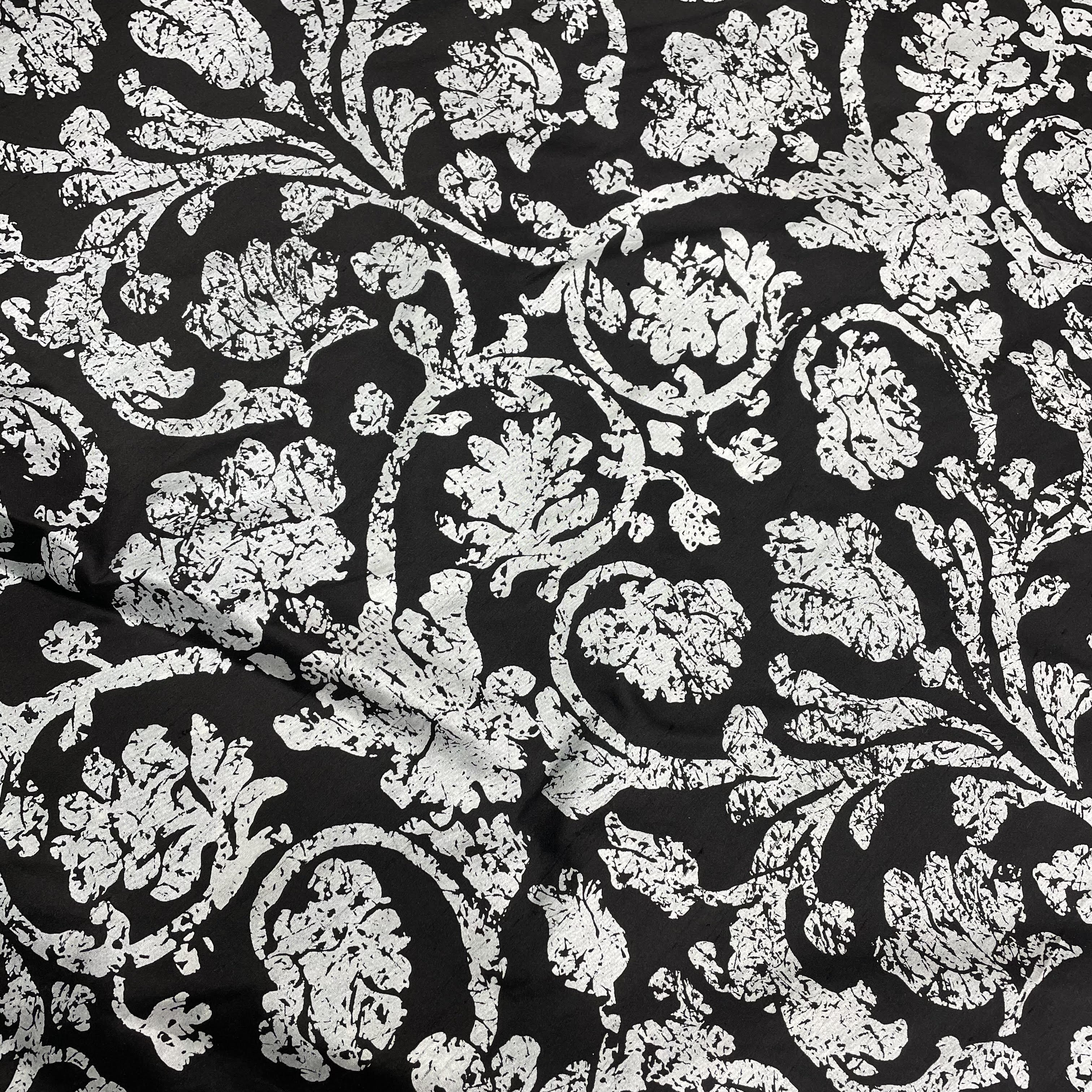 100% Silk, Floral Damask,