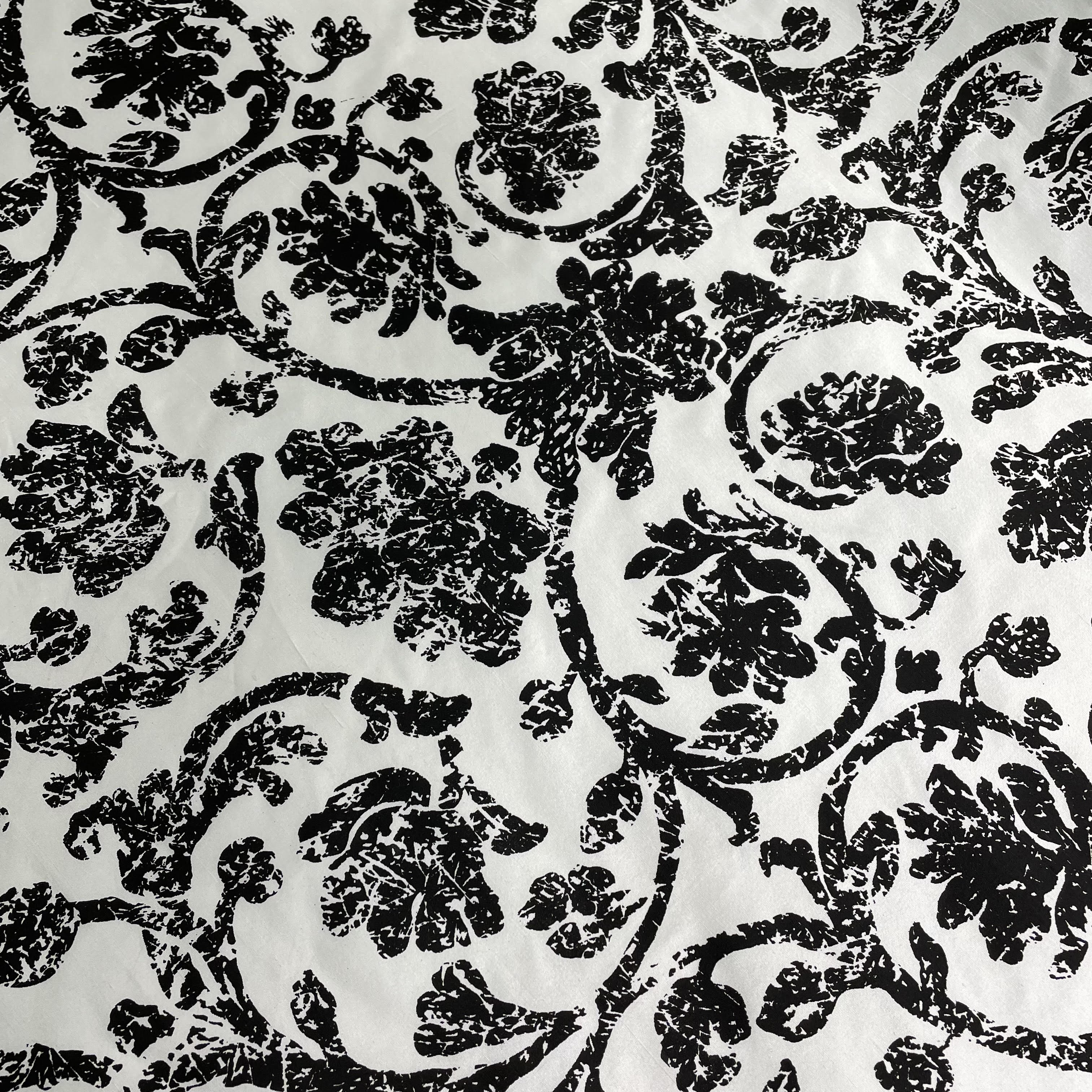 100% Silk, Floral Damask,