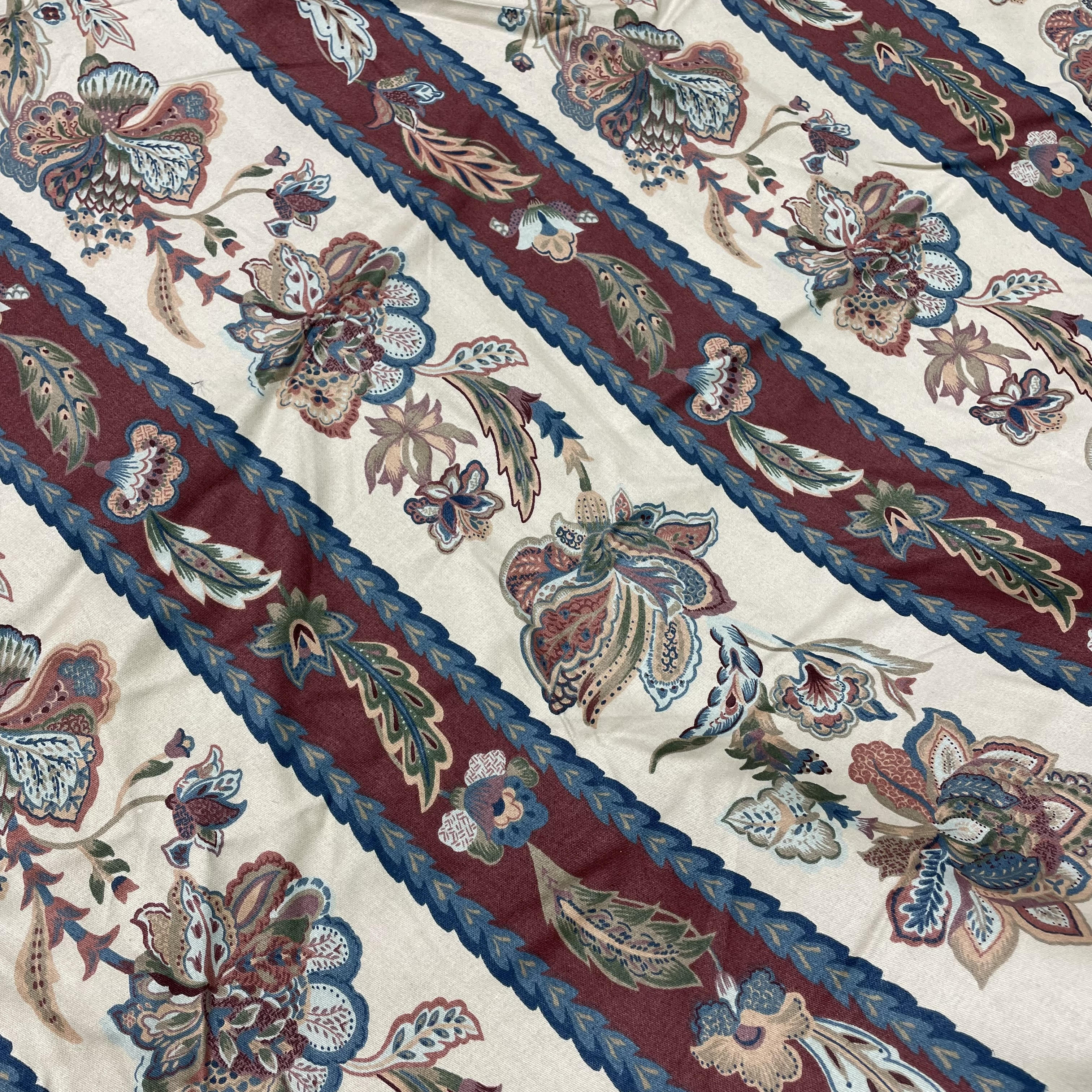 Cotton, Floral with Stripes