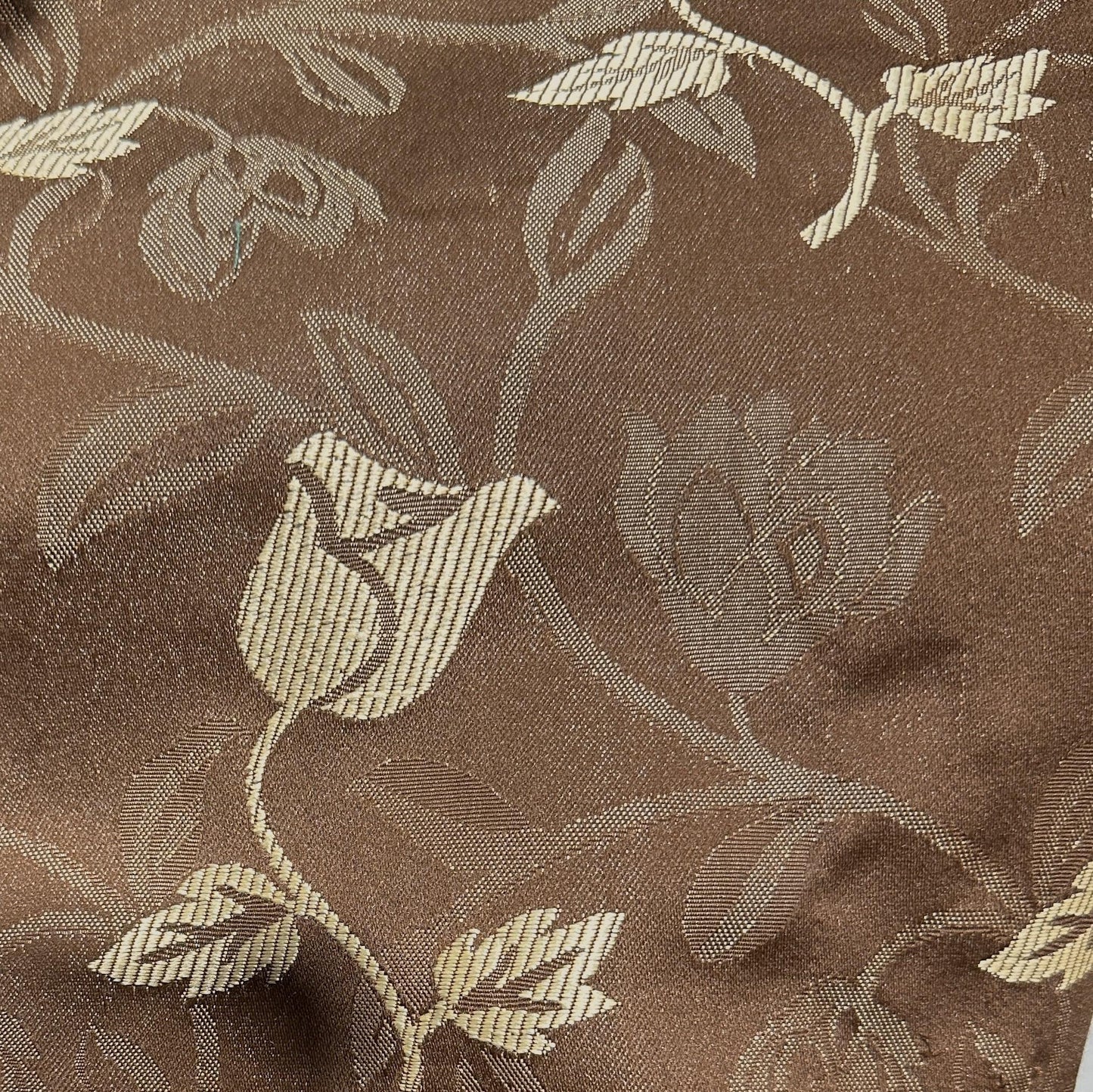 Poly Rose & Gold on Brown Fabric
