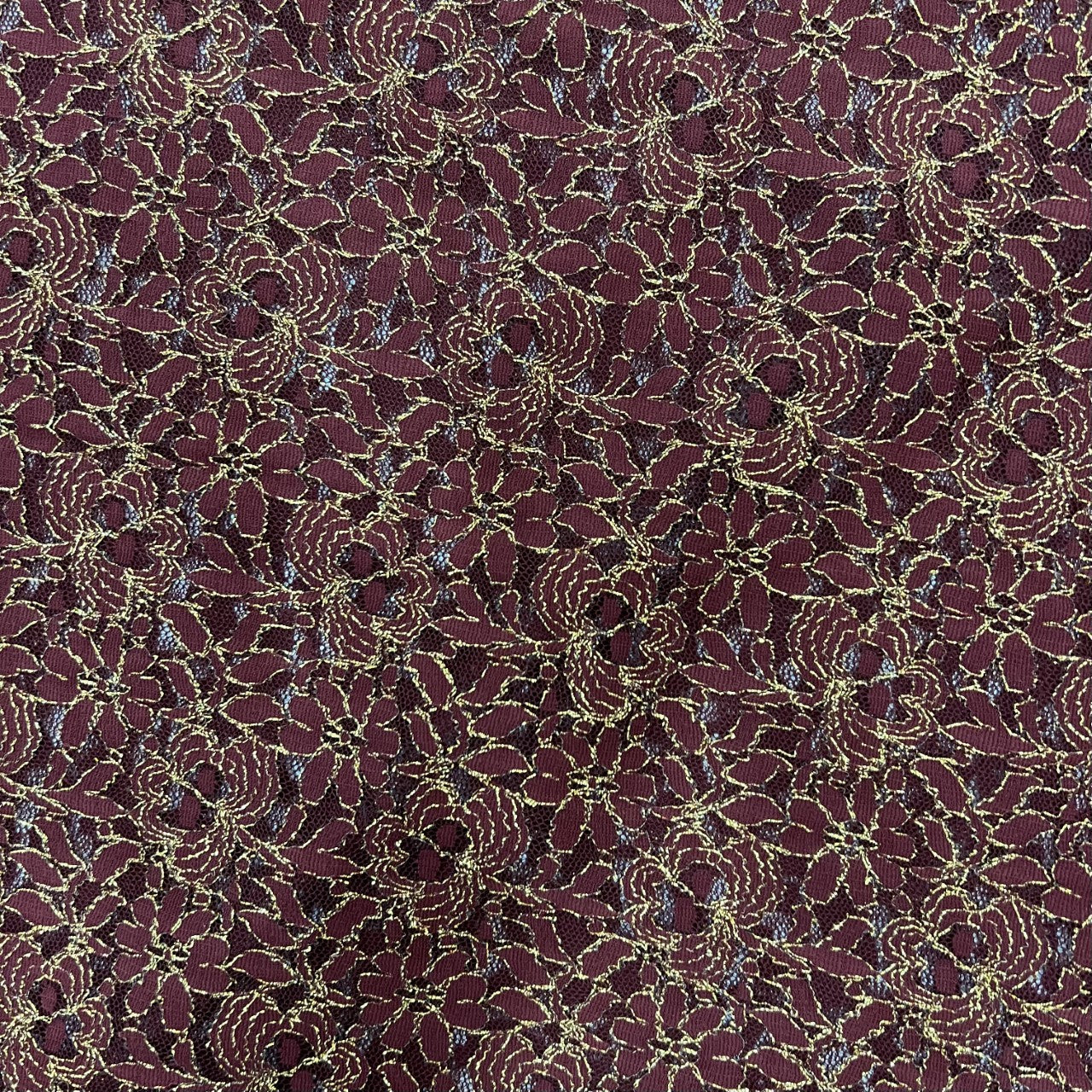 Lace Metalic Plain  Gold Burgundy