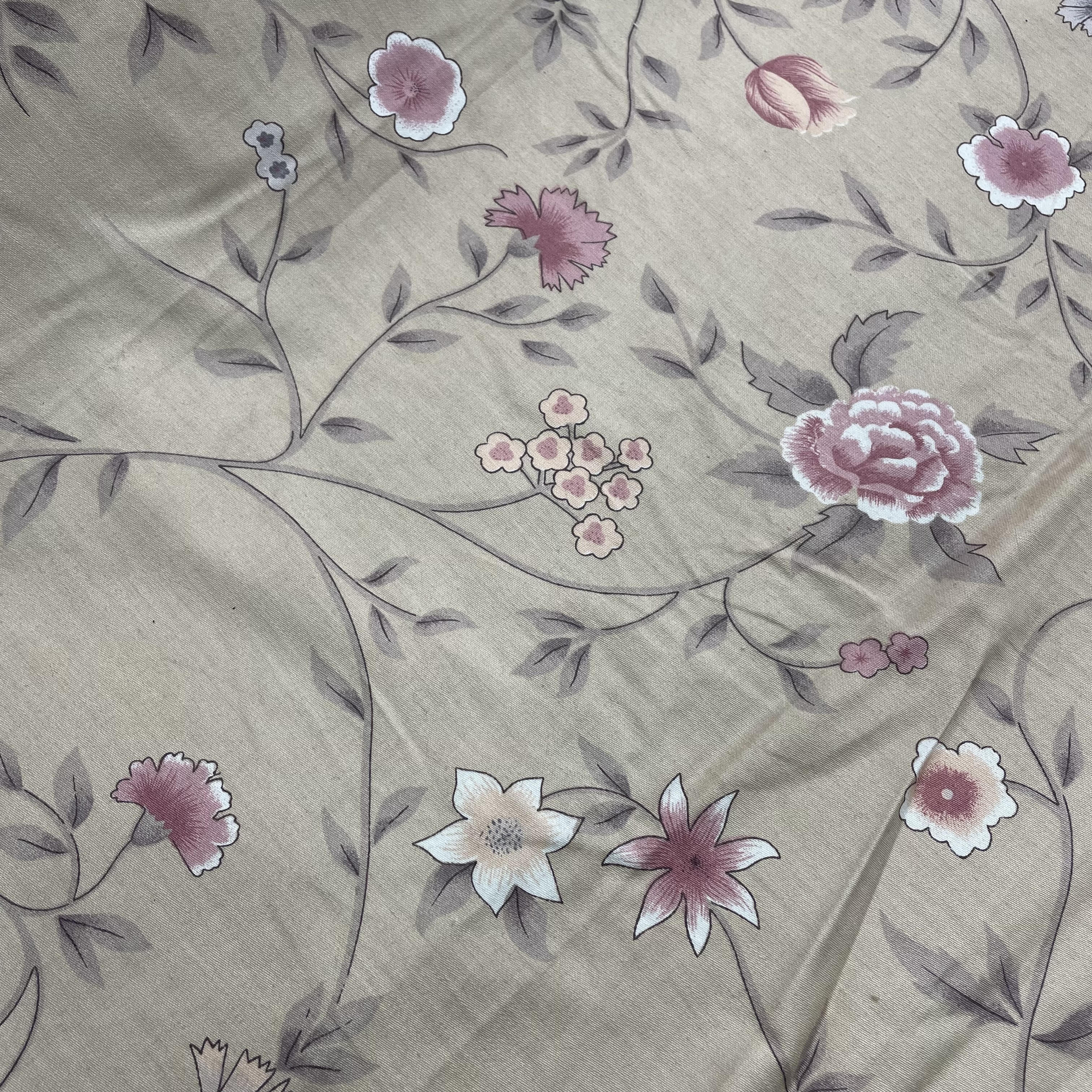 100% Cotton, Pink Flora,